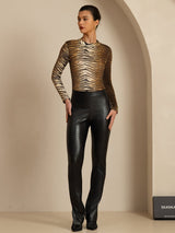 [Tigre] SilkSilky-FR Manches longues Col Mock Femme T-Shirt 008