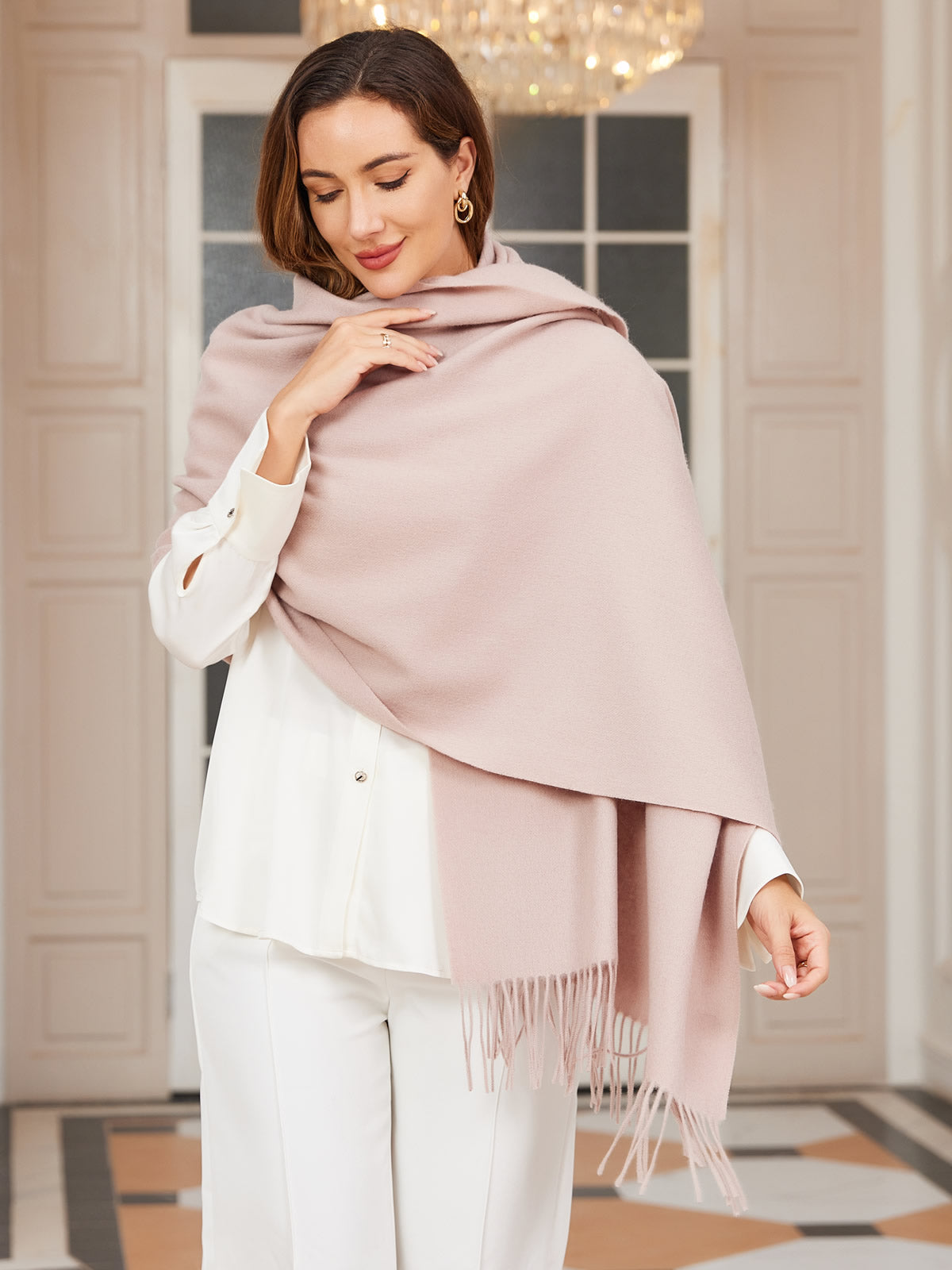 [Beige Clair] SilkSilky-FR Laine Scarf 004