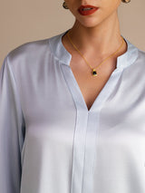 [Bleu Ciel] SilkSilky-FR Long Sleeve Blouse 004