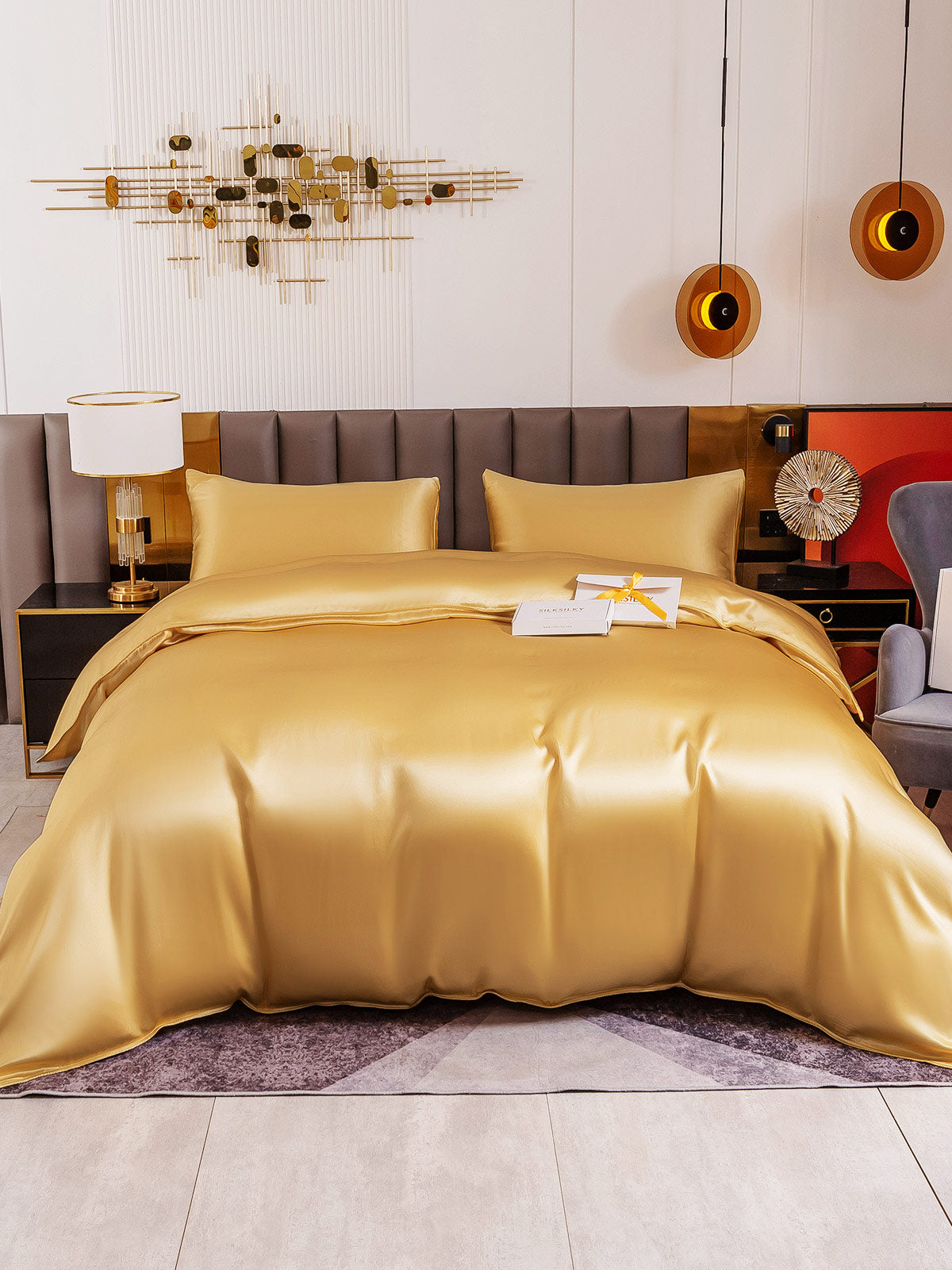 [Champagne] SilkSilky-FR 19Momme Pure Soie Bedding Set 002