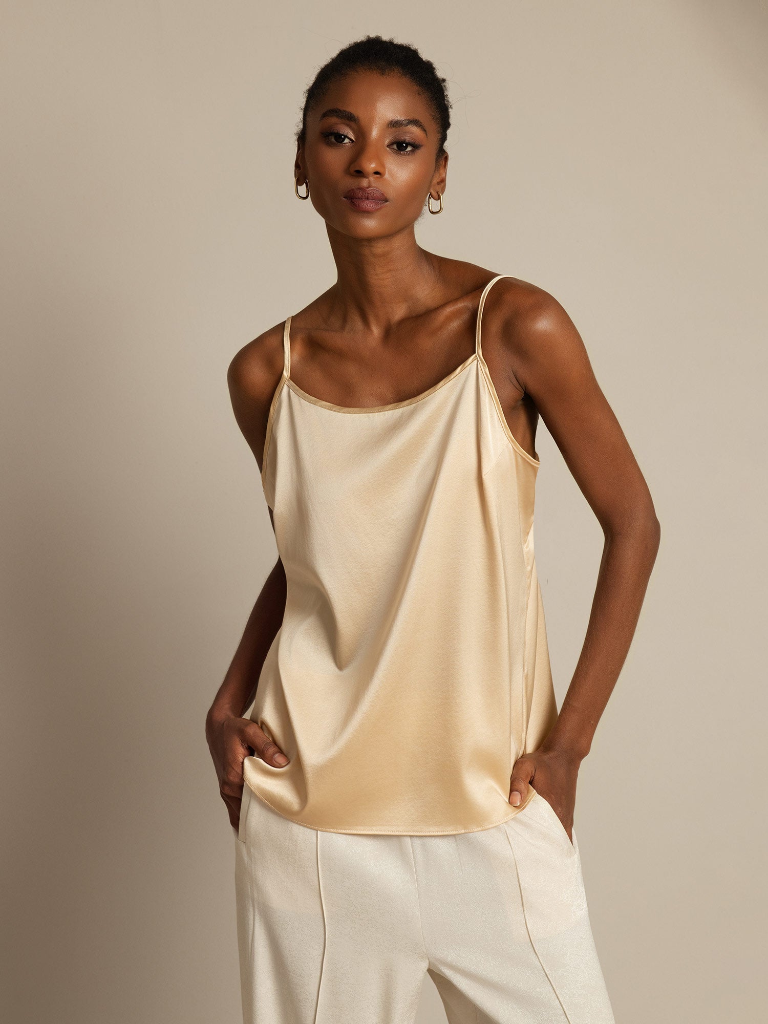 [Champagne] SilkSilky-FR 19Momme Soie Camisoles 005