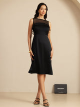 [Noir] SilkSilky-FR Sleeveless Illusion Neck Robes 008