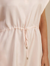 [Rose] SilkSilky-FR 18Momme Mancheron Col Henley Robes 005