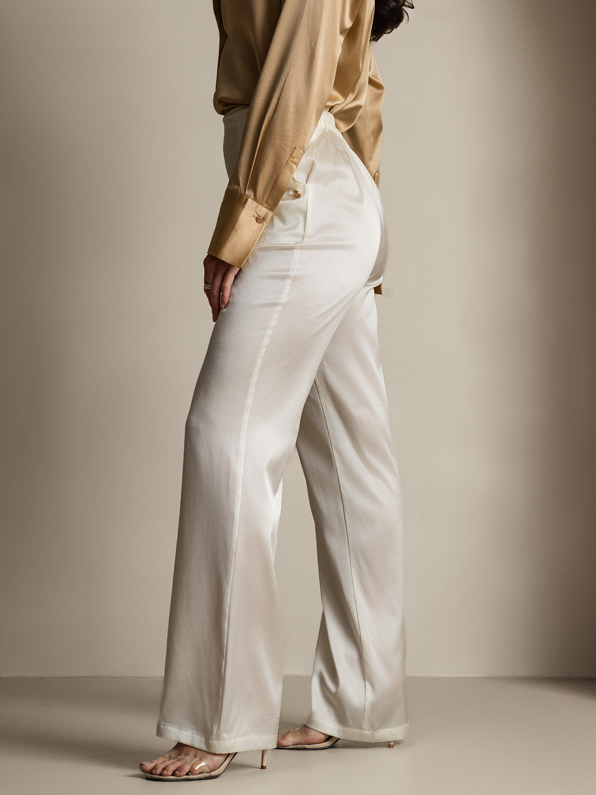 [Blanc] SilkSilky-FR 19Momme Soie Womens Pants 004