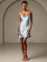 [Bleu Grisâtre] SilkSilky-FR Sleeveless Cowl Neck Robes 001