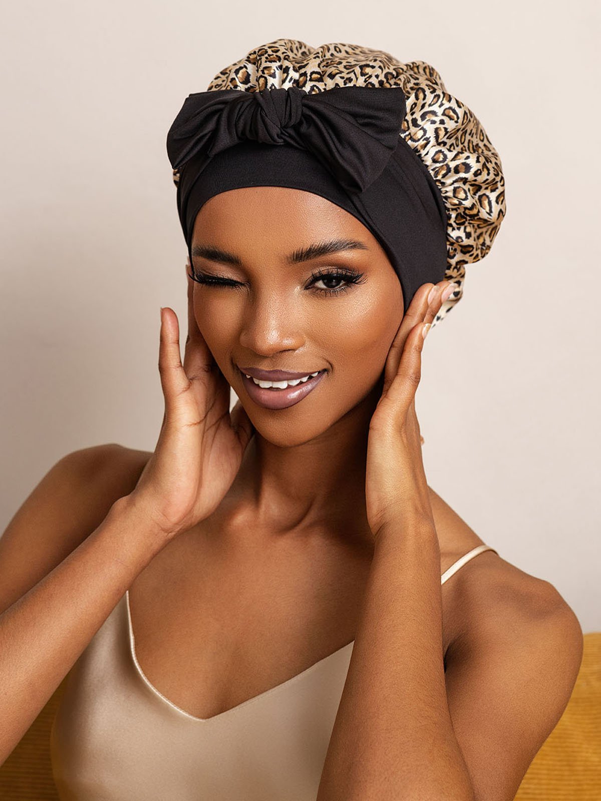 SilkSilky-FR Soie Sleep Cap Leopard 004