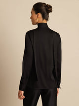 [Noir] SilkSilky-FR 19Momme Manches longues À Nouer Blouse 002