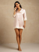 [Rose] SilkSilky-FR Soie Col Chemise Chemise pour dormir 006