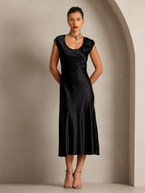 [Noir] SilkSilky-FR Cap Sleeve Robes 001