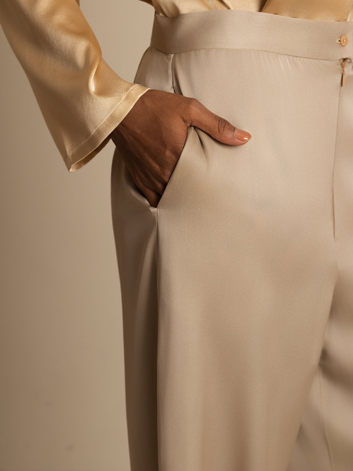 [Tan] SilkSilky-FR 19Momme Soie Womens Pants 005
