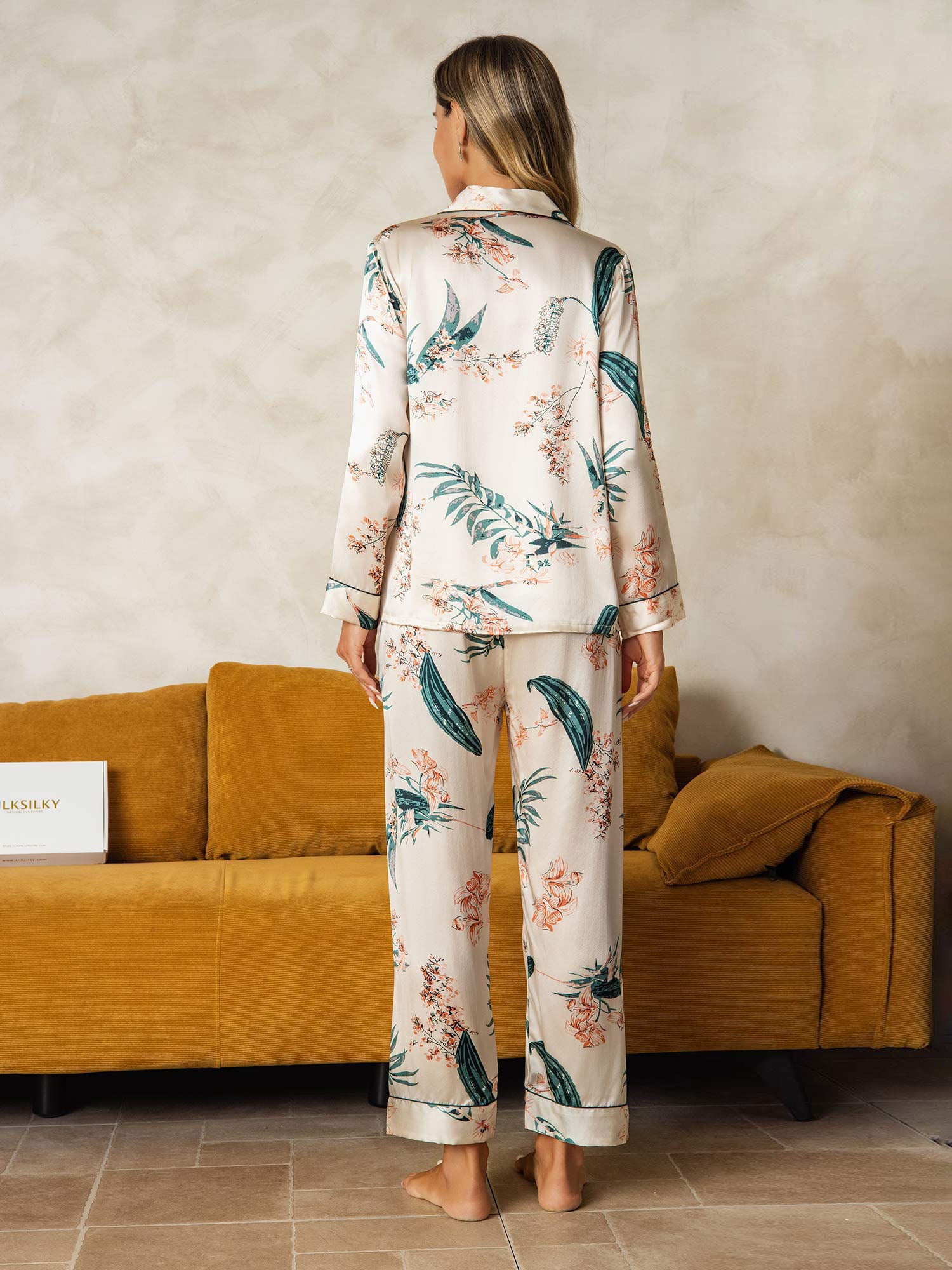 [Ivory] SilkSilky-FR Pure Soie Womens Pajamas 002