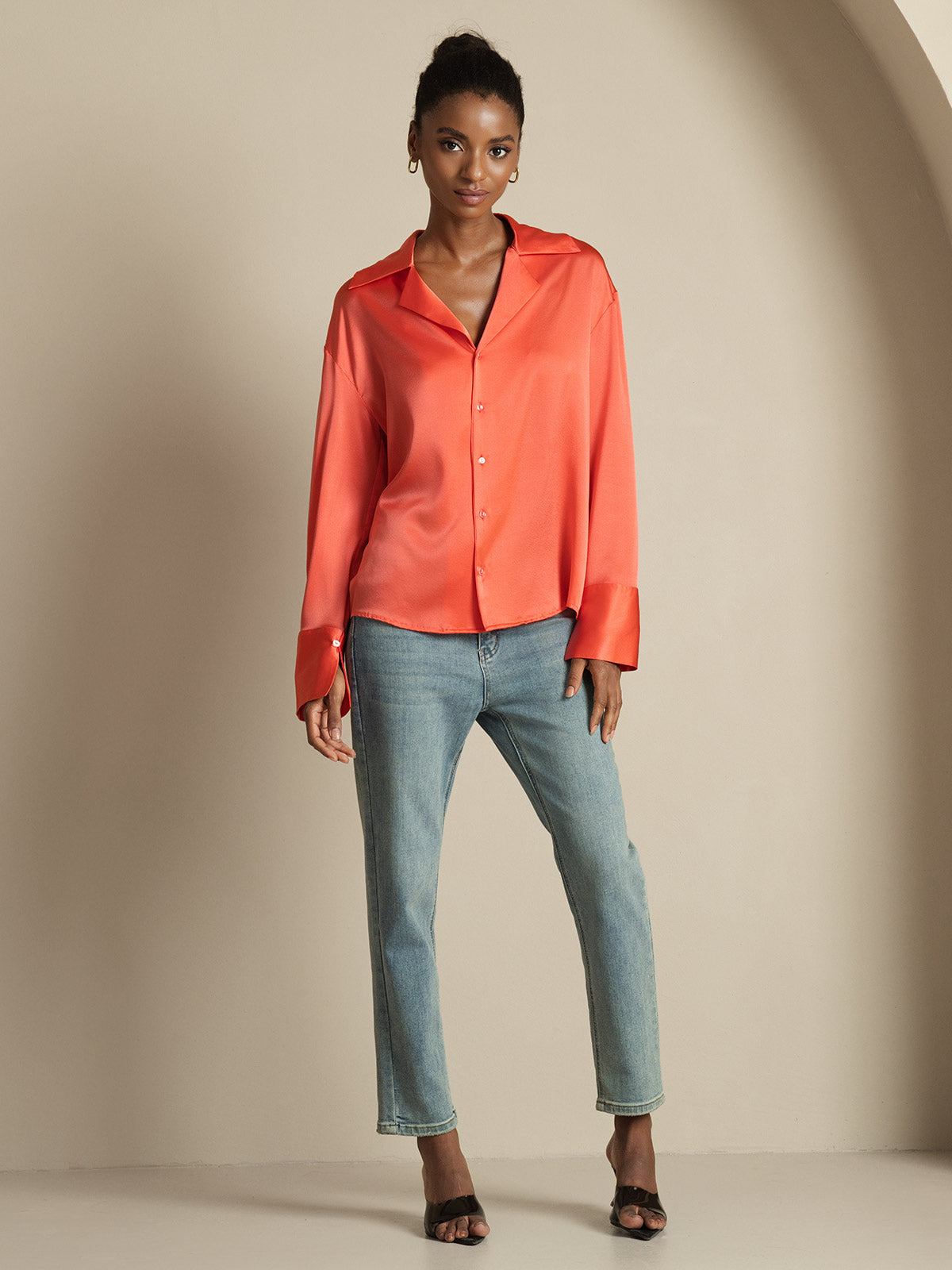 [Rouge Impérial] SilkSilky-FR 19Momme Soie Womens Shirt 008
