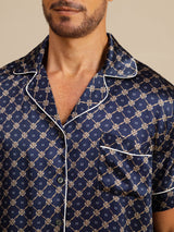 [Chaîne Marine] SilkSilky-FR Manches courtes Col Cranté Homme Pyjamas 006