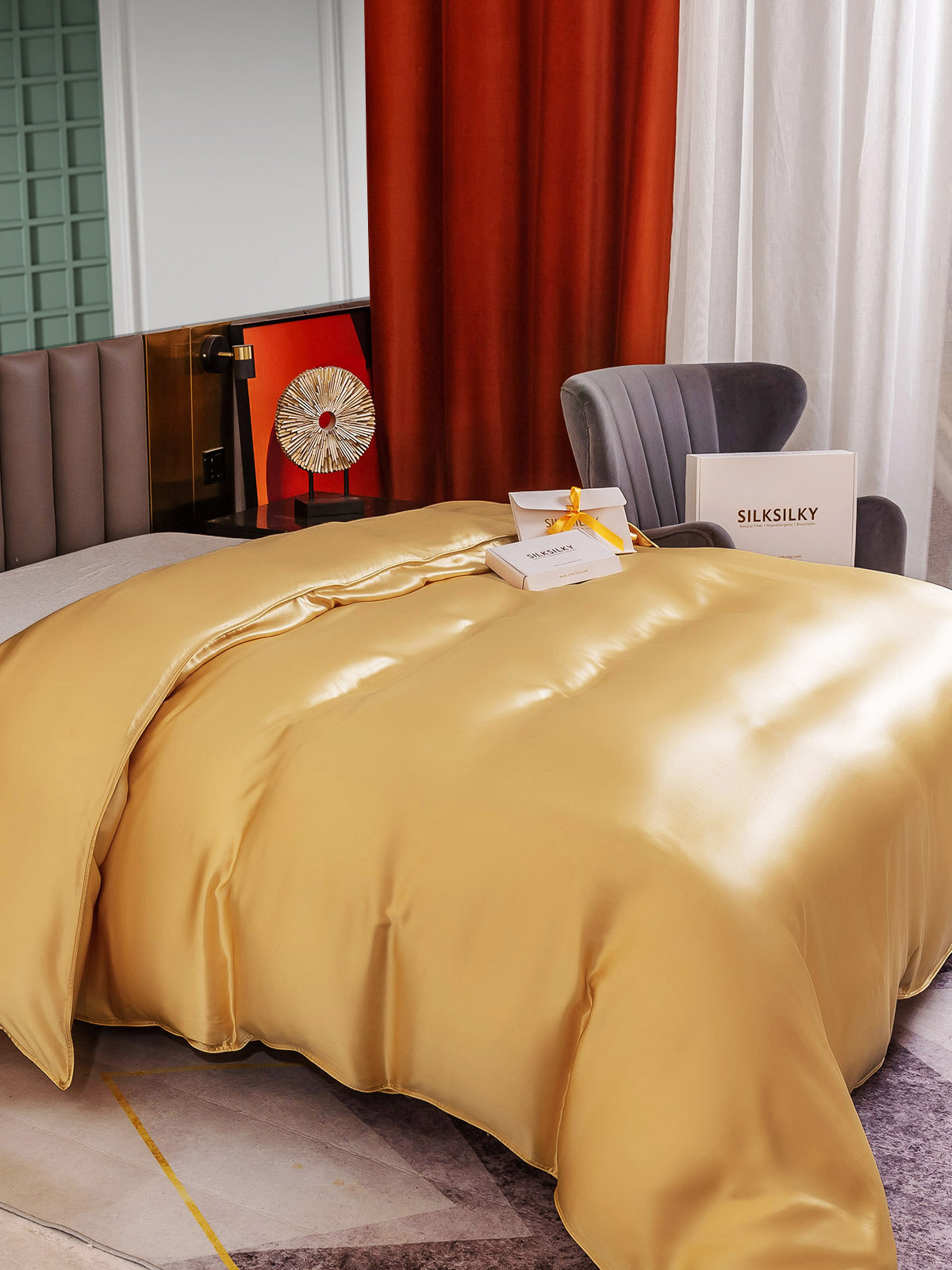 [Champagne] SilkSilky-FR 25Momme Pure Soie Duvet Cover 003