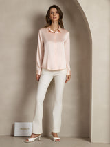 [Rose Clair] SilkSilky-FR Long Sleeve Lapel Collar Femme Chemise 003
