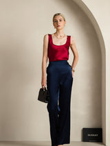 [Rouge Vineux] SilkSilky-FR Sleeveless Top À Fines Brides 007