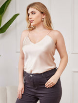 [Beige] SilkSilky-FR Fines Brides Col V Top À Fines Brides grandes tailles 003