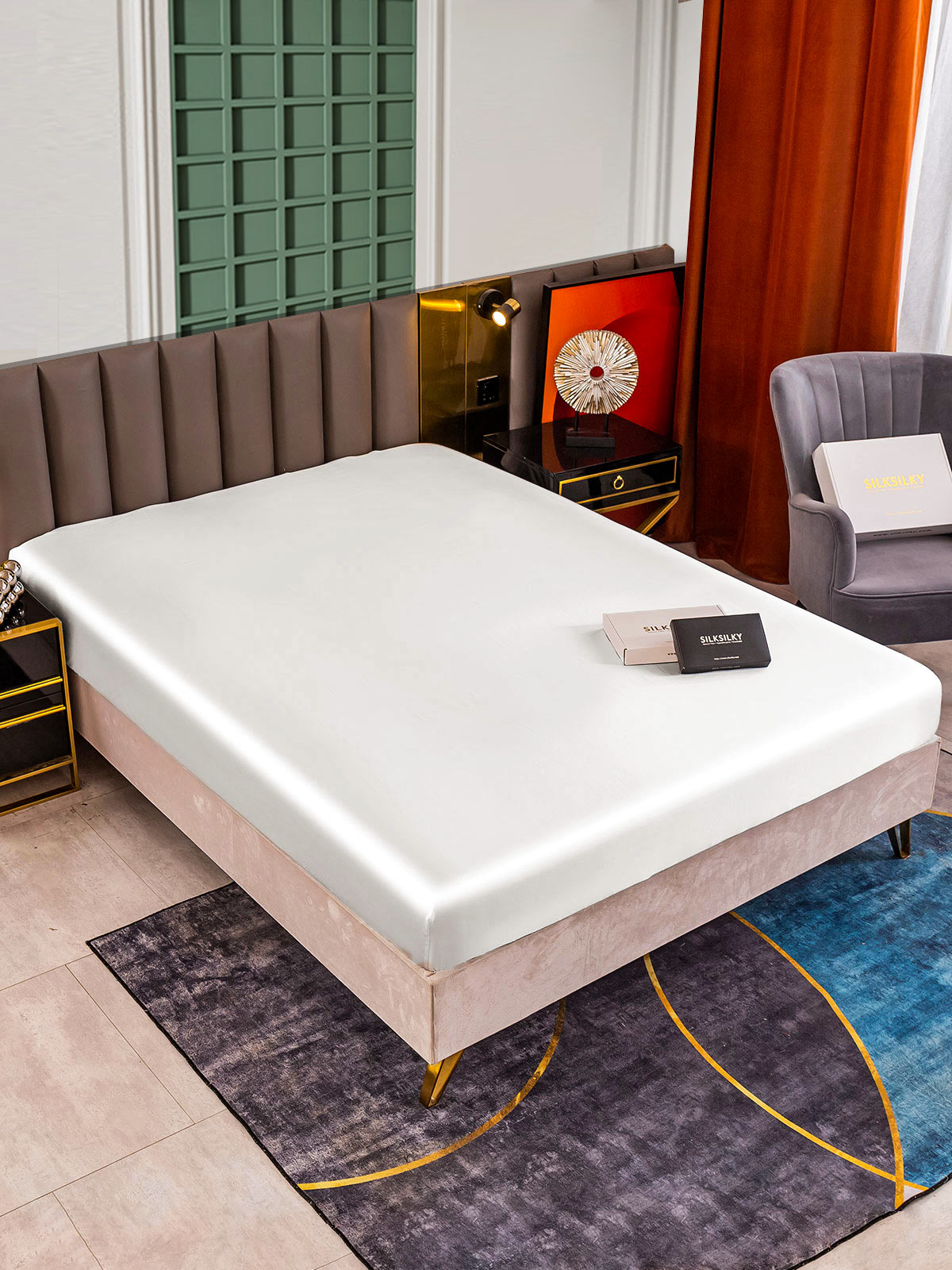 [Blanc] SilkSilky-FR 25Momme Pure Soie Sheet 001