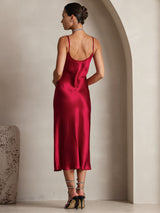 [Rouge Vineux] SilkSilky-FR Sleeveless V Neck Robes 002