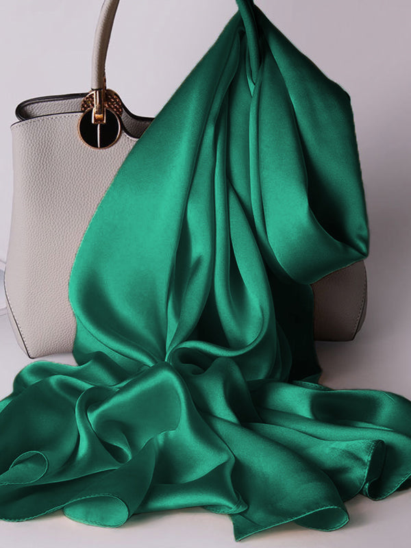 SilkSilky-FR Pure Soie Scarf VertFoncé 004