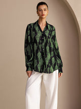 [Mousse Noire] SilkSilky-FR Long Sleeve Lapel Collar Blouse 003