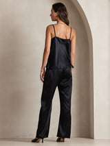 [Noir] SilkSilky-FR Spaghetti Strap Cowl Neck Top À Fines Brides 002