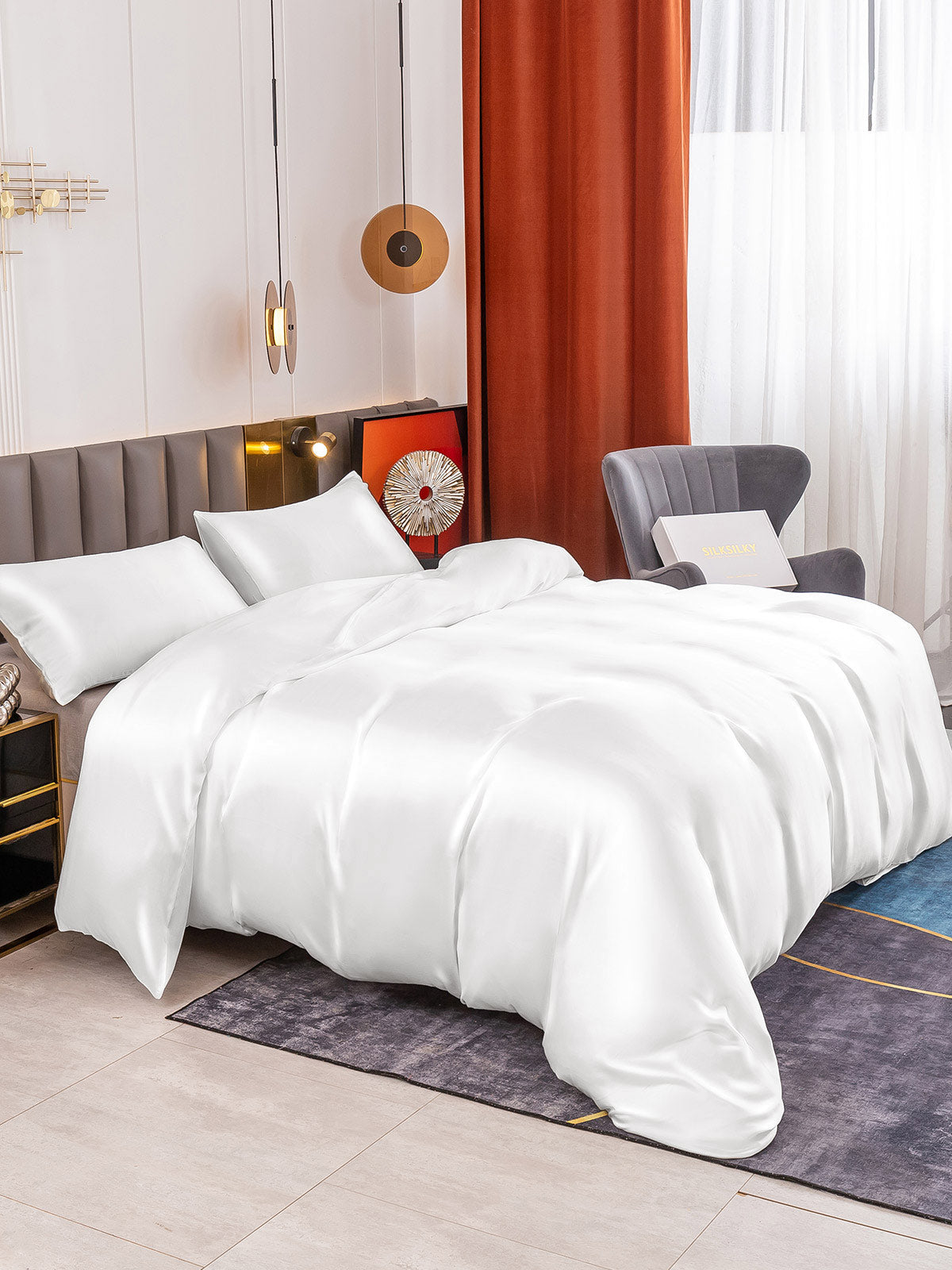 [Blanc] SilkSilky-FR 19Momme Pure Soie Bedding Set 004