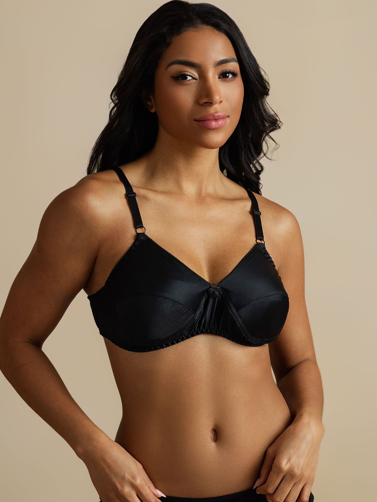 [Noir] SilkSilky-FR Soie Bra 006,