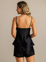 [Noir] SilkSilky-FR Sleeveless V Neck Ensemble Camisole 002