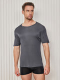 SilkSilky-FR-Soie-Tricotée-Manches-courtes-Col-Rond-Homme-T-Shirt-Gris-Foncé-004