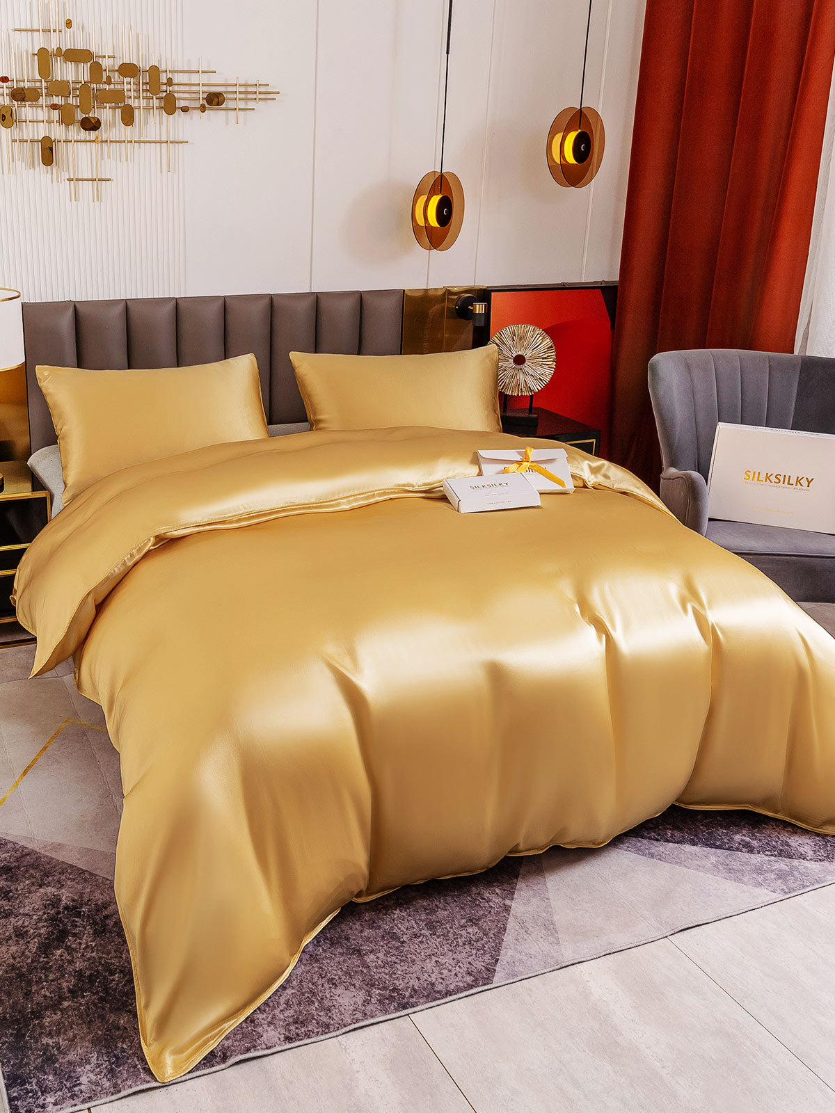 [Champagne] SilkSilky-FR 19Momme Pure Soie Bedding Set 001