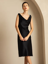 [Noir] SilkSilky-FR Sleeveless Cowl Neck Robes 008