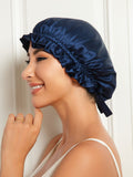 SilkSilky-FR Pure Soie Sleep Cap BleuFoncé 004