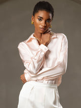 [Rose] SilkSilky-FR 19Momme Manches longues Col à Revers Femme Chemise 003