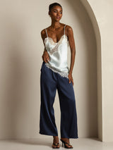 [Bleu Clair] SilkSilky-FR Spaghetti Strap V Neck Top À Fines Brides 010