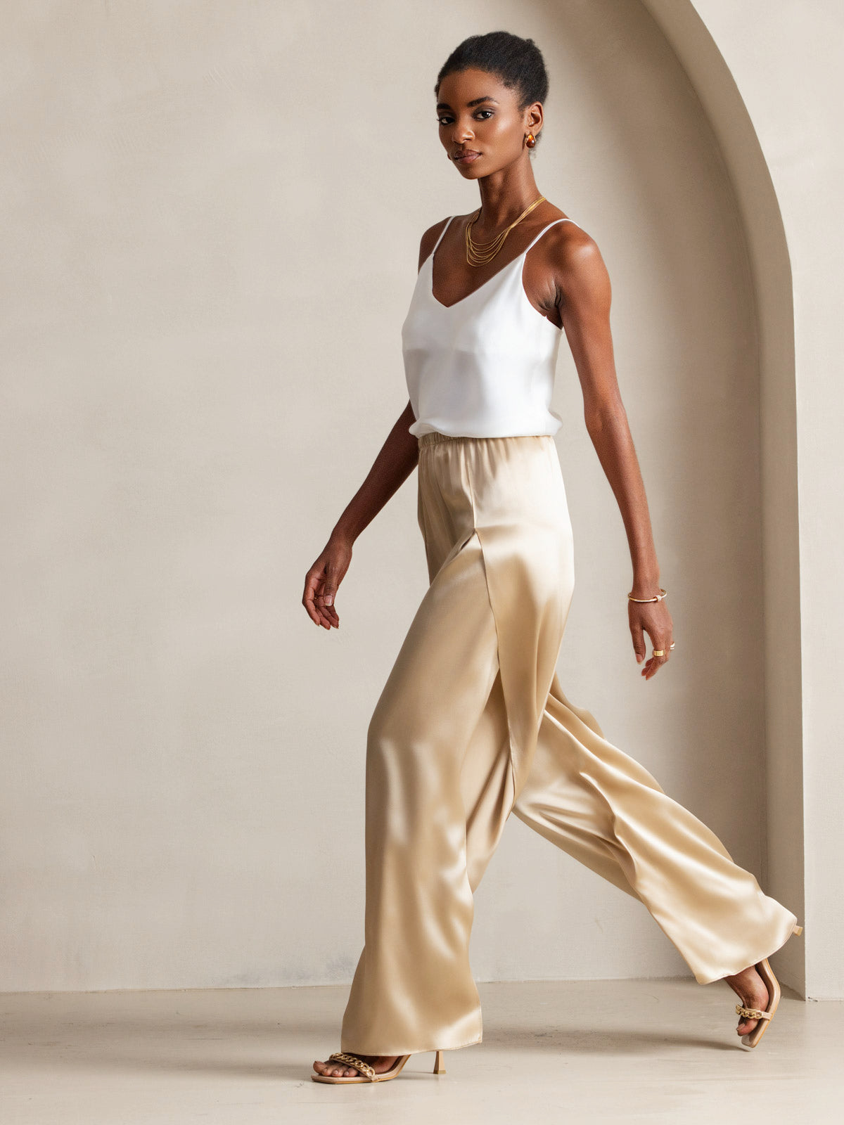 [Blanc] SilkSilky-FR Pure Soie Camisoles 006