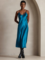 [Bleu Royal] SilkSilky-FR Sleeveless V Neck Robes 005