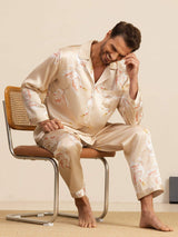 [Champagne] SilkSilky-FR Long Sleeve Lapel Collar Homme Pyjamas 008