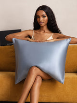 [Bleu Grisâtre] SilkSilky-FR 22Momme Pure Soie Pillowcase 007
