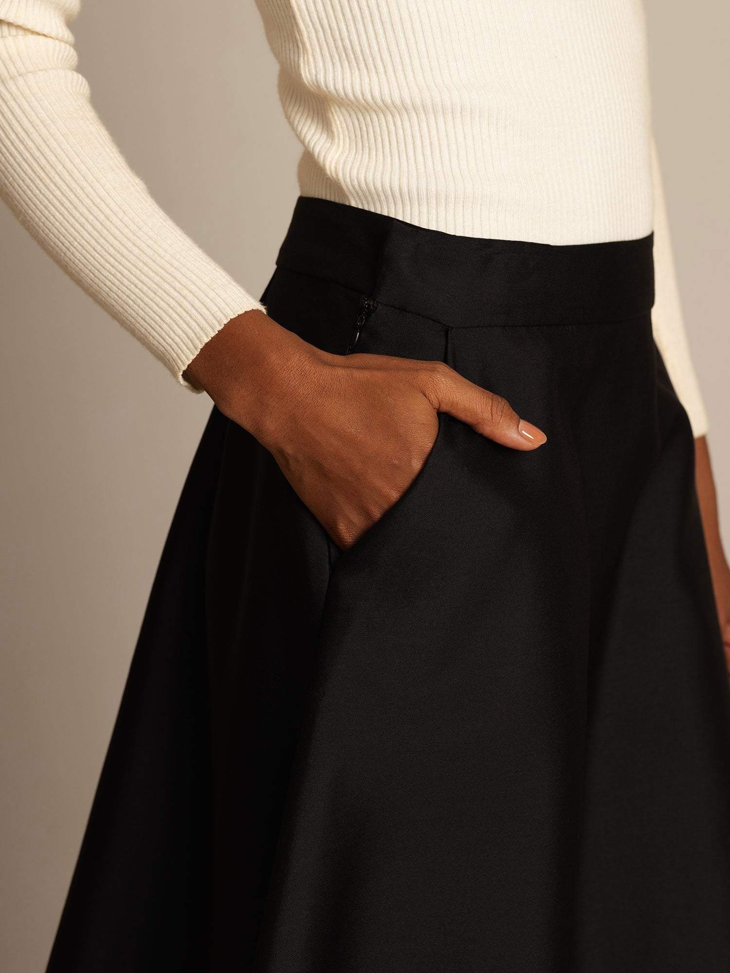 [Noir] SilkSilky-FR 32Momme Soie Skirt 004,