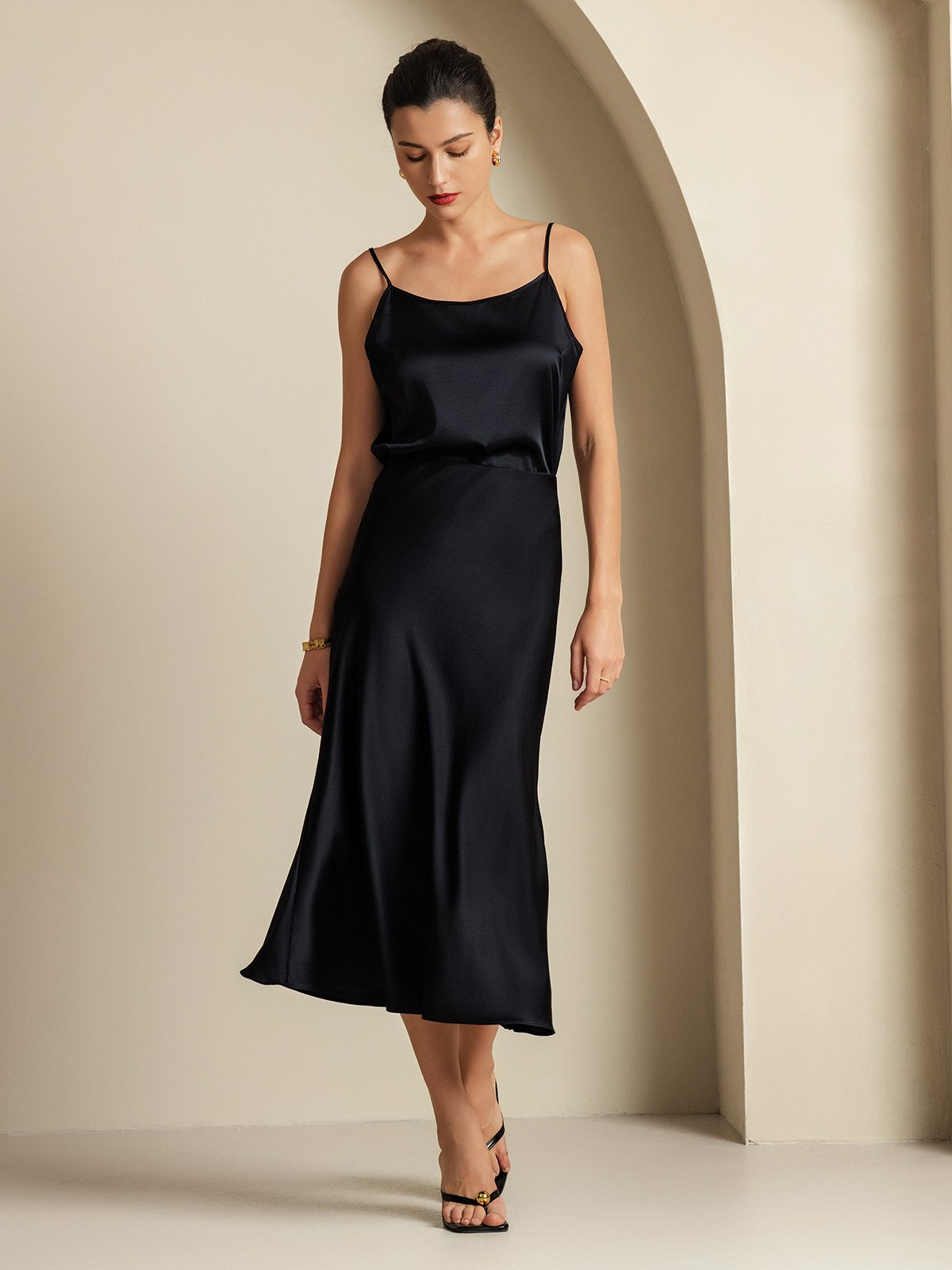 [Noir] SilkSilky-FR 19Momme Soie Womens Outfit Sets 001,