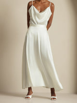 [Blanc] SilkSilky-FR Spaghetti Strap Cowl Neck Women's Outfit Sets 006