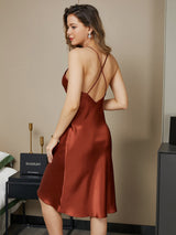 [Caramel] SilkSilky-FR Sleeveless V Neck Chemises de nuit 004