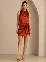 [Caramel] SilkSilky-FR Sleeveless Cowl Neck Robes 007