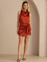 [Caramel] SilkSilky-FR Sleeveless Cowl Neck Robes 007
