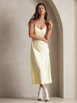 [Jaune Clair] SilkSilky-FR Sleeveless V Neck Chemises de nuit 003