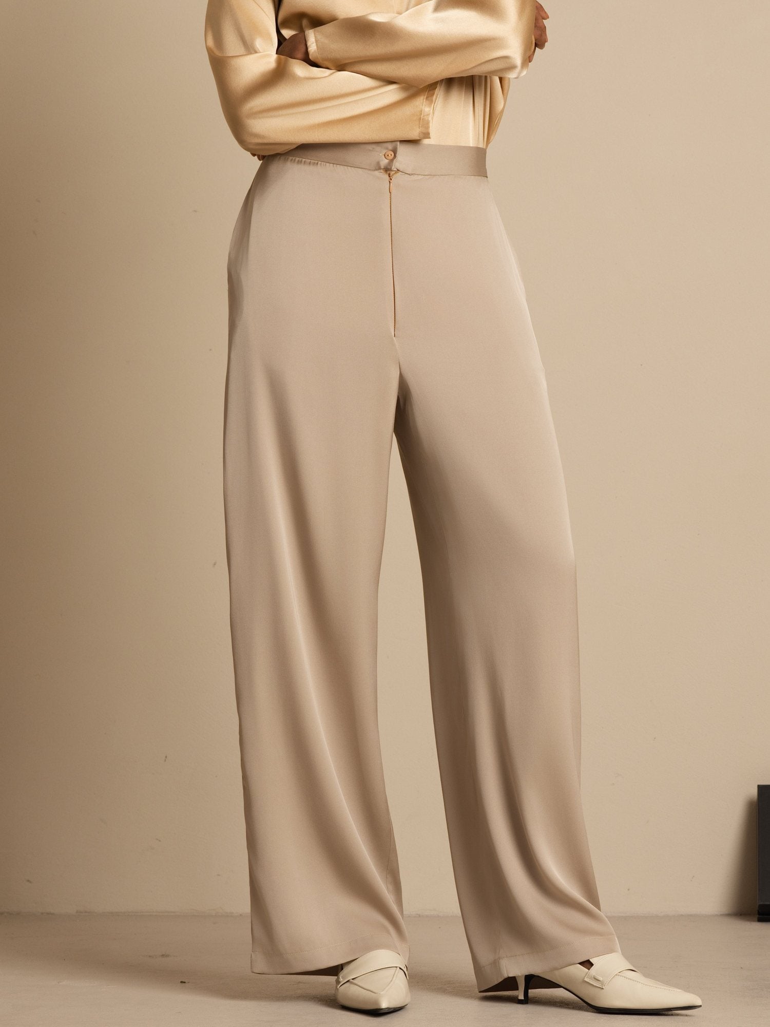 [Tan] SilkSilky-FR 19Momme Soie Womens Pants 006