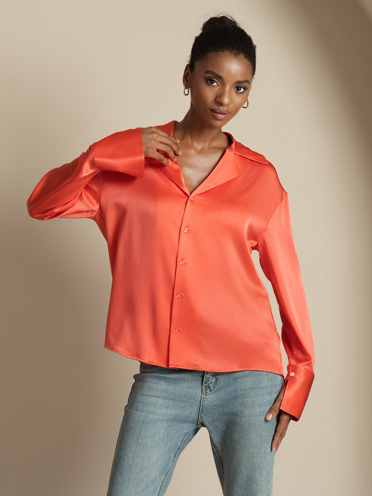 [Rouge Impérial] SilkSilky-FR 19Momme Soie Womens Shirt 007