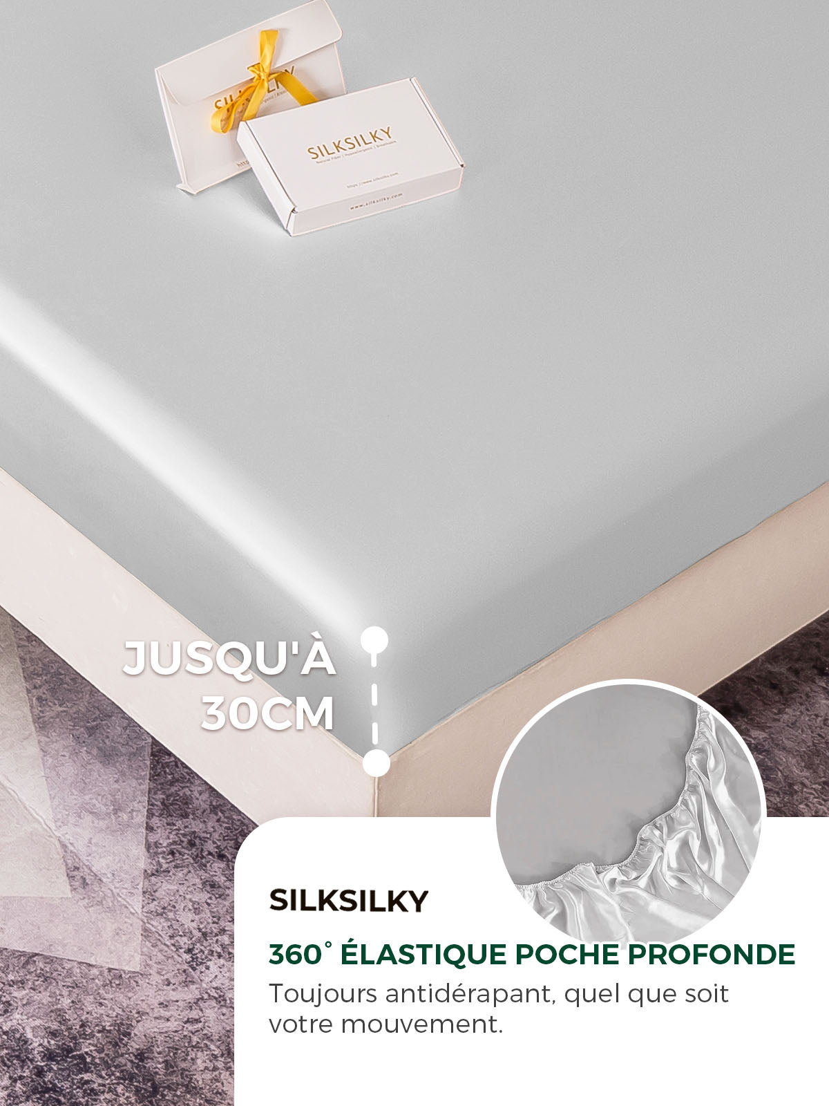 [Argent] SilkSilky-FR 22Momme Pure Soie Bedding Set 004