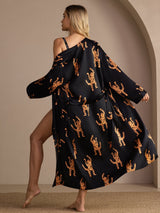 [Tigre Noir] SilkSilky-FR Long Sleeve Femme Peignoir 002